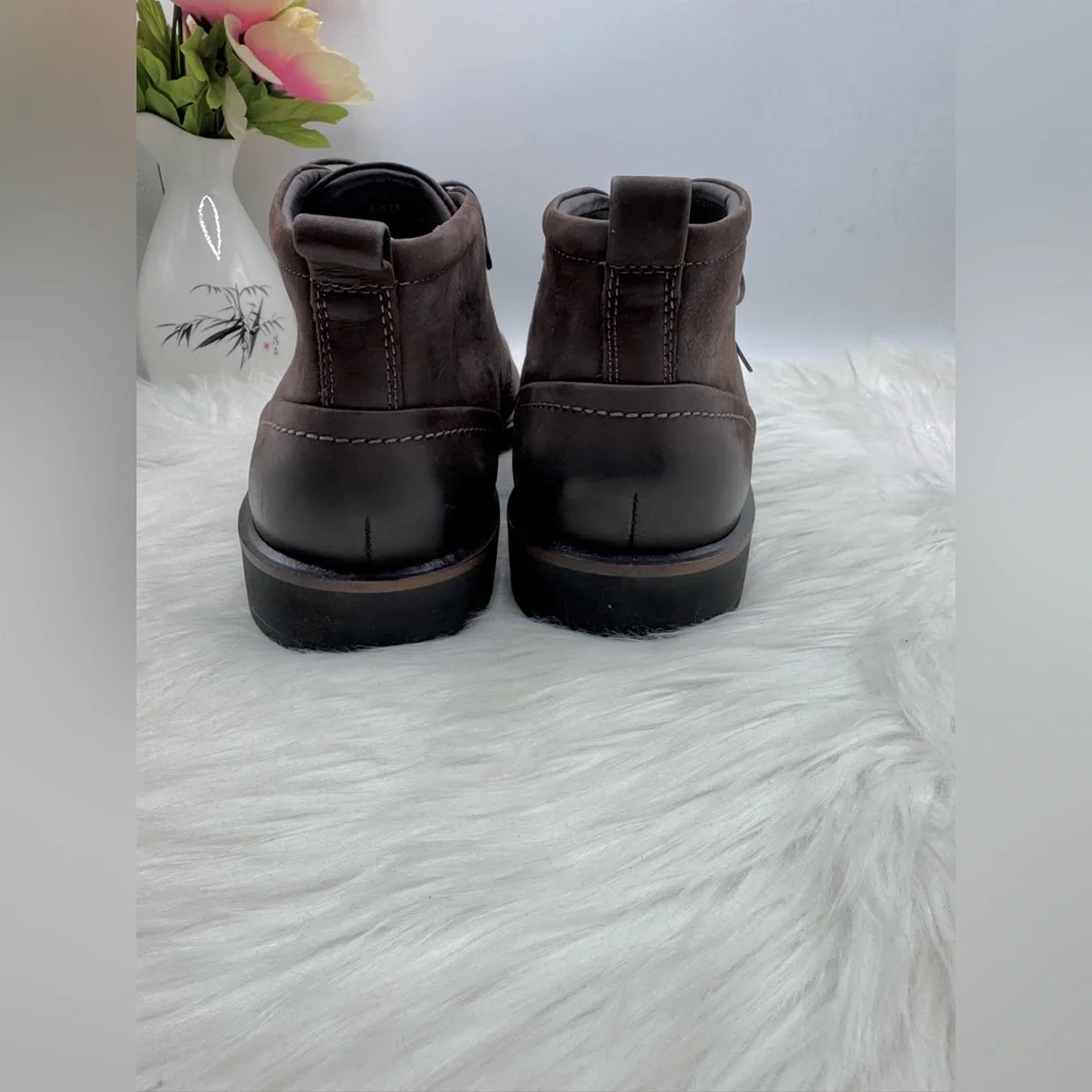 ECCO Men’s Brown Leather Chukka Boots – Lace-Up Ankle Boots Size 44 (US 10-10.5) - Picture 4 of 9